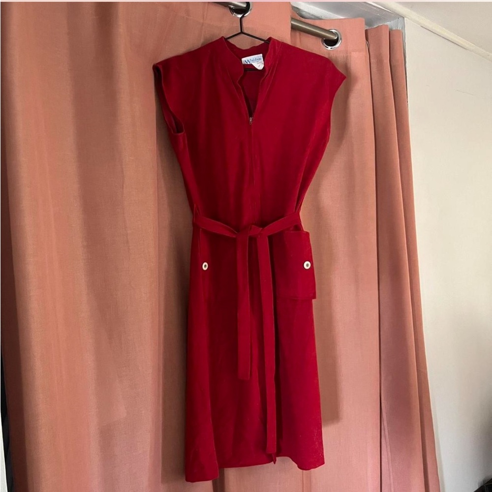 Vintage microfiber red midi dress